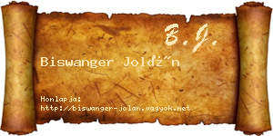 Biswanger Jolán névjegykártya